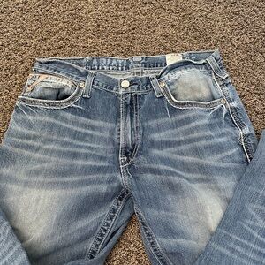 Ariat Jeans Mens 36/38 Blue Relaxed Bootcut Low Rise Coltrane Cowboy Denim